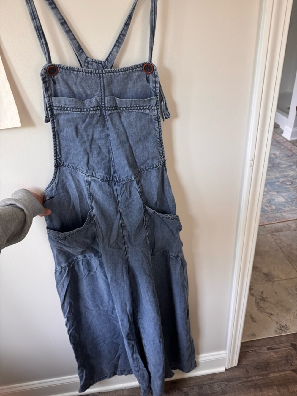 Easel Blue Denim Loose Overall